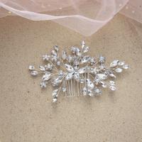 Bridal Decorative Hair Comb, Brass, fashion jewelry & for woman & with rhinestone, silver color [