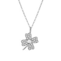 Cubic Zirconia Micro Pave Sterling Sliver Jewelry Sets, 925 Sterling Silver, Four Leaf Clover, plated & micro pave cubic zirconia & for woman, platinum color 