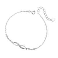 Cubic Zirconia Micro Pave Sterling Silver Bracelet, 925 Sterling Silver, plated, micro pave cubic zirconia & for woman Approx 20 cm [