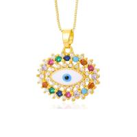 Evil Eye Jewelry Necklace, Brass, with 5cm extender chain, fashion jewelry & micro pave cubic zirconia & for woman Approx 43 cm 