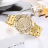 Women Wrist Watch, 304 Stainless Steel, with Glass, waterproofless & Chinese movement & for woman & with rhinestone, golden 