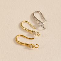 Brass Hook Earwire, real gold plated, DIY & with rhinestone [