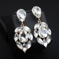 Crystal Drop Earring, with Zinc Alloy, gold color plated, fashion jewelry & for woman 