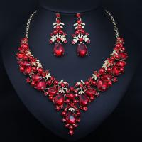 Crystal Jewelry Sets, earring & necklace, with Plastic Pearl & Zinc Alloy, with 7cm extender chain, plated, 2 pieces & fashion jewelry & for woman 58mm Approx 43 cm 