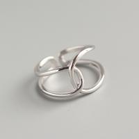 Sterling Silver Finger Ring, 925 Sterling Silver, polished, fashion jewelry & for woman & hollow, Inner Approx 16.5mm 