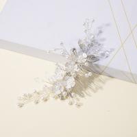 Bridal Decorative Hair Comb, Brass, with Crystal & Plastic Pearl & Zinc Alloy, silver color plated, fashion jewelry & for woman, silver color [