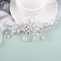 Bridal Decorative Hair Comb, Brass, with Crystal, handmade, fashion jewelry & for woman & with rhinestone, silver color [