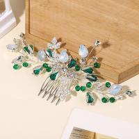 Bridal Decorative Hair Comb, Zinc Alloy, with Crystal & Brass, fashion jewelry & for woman & with rhinestone, silver color [