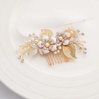 Bridal Decorative Hair Comb, Zinc Alloy, with Crystal & Plastic Pearl & Brass, handmade, fashion jewelry & for woman [