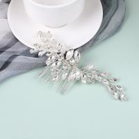 Bridal Decorative Hair Comb, Brass, fashion jewelry & for woman & with rhinestone, silver color [