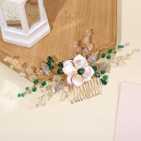 Bridal Decorative Hair Comb, Zinc Alloy, with Crystal & Brass, fashion jewelry & for woman, golden [
