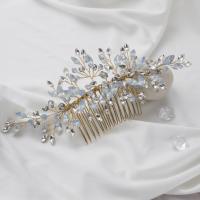 Bridal Decorative Hair Comb, Brass, with Resin Rhinestone, fashion jewelry & for woman [
