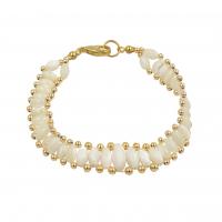 Bracelet à naturelle coque Blanc, coquille blanche, avec laiton, Placage de couleur d'or, bijoux de mode & pour femme  Environ 210 mm, Vendu par PC