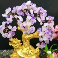 Rich Tree Decoration, Amethyst, with Synthetic Resin, for home and office, golden 