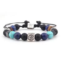 Gemstone Bracelets, Lapis Lazuli, with turquoise & Lava & Agate, Adjustable & for woman, mixed colors, 8mm Approx 38 cm 