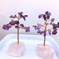Rich Tree Decoration, Amethyst, with Rose Quartz, for home and office, purple 