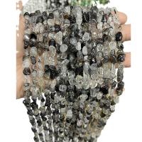 Perles Quartz rutile, Quartz rutile noir, pepite, DIY, 6-8mm, Environ 45- Vendu par brin