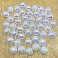 3D Nail Art Decoration, ABS Plastic Pearl, Flat Round, colorful plated, DIY white 