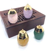 Gemstone Brass Pendants, Natural Stone, with Brass, gold color plated, DIY & faceted 