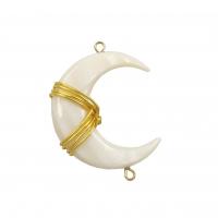 Shell Jewelry Connector, with Brass, Moon, gold color plated, DIY & 1/1 loop 