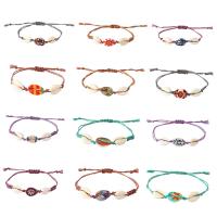 Dyed Shell Bracelet, with Cotton Thread & Adjustable & for woman Approx 18 cm 