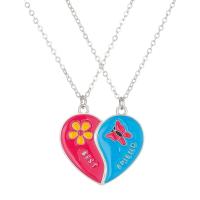 Couple Zinc Alloy Necklace, with enamel, Heart, plated, 2 pieces & for woman & with rhinestone Approx 50 cm [