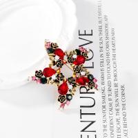 Christmas Jewelry Brooch , Zinc Alloy, with Glass, Star, plated, Christmas Design & for woman & with rhinestone 