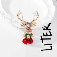 Christmas Jewelry Brooch , Zinc Alloy, with enamel, Christmas Design & for woman & with rhinestone 