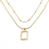 Fashion Multi Layer Necklace, 304 Stainless Steel, with 6cm extender chain, 18K gold plated, Double Layer & fashion jewelry & for woman, golden Approx 40 cm, Approx 36 cm 