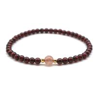 Natural Garnet Bracelet, with Strawberry Quartz & Zinc Alloy, Round, gold color plated, fashion jewelry & for woman, garnet, 4-4.5mm Approx 18 cm [