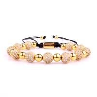 Cubic Zirconia Zinc Alloy Bracelet, with Cotton Thread, plated, Adjustable & Unisex & micro pave cubic zirconia 8mm Approx 29 cm [