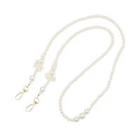 Fashion Mobile Phone Lanyard, Zinc Alloy, with Resin & Plastic Pearl, plated, DIY white Approx 62 cm [