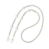 Fashion Mobile Phone Lanyard, Zinc Alloy, with Acrylic, plated, DIY silver color Approx 59 cm 