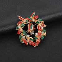 Christmas Jewelry Brooch , Zinc Alloy, gold color plated, Christmas Design & for woman & with rhinestone 
