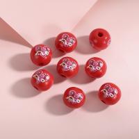 Impression de perles en bois, Hemu-Perles, Rond, DIY & modèles différents pour le choix, plus de couleurs à choisir, 16mm, Environ Vendu par sac