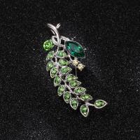 Crystal Brooch, Zinc Alloy, with Crystal, Leaf, silver color plated, fashion jewelry & for woman & with rhinestone, mixed colors, 50-130mm 