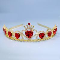 Bridal Tiaras, Brass, with Rhinestone, Crown, gold color plated, fashion jewelry & for woman, mixed colors, 130mm 