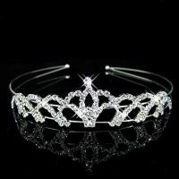 Bridal Tiaras, Brass, with Rhinestone, Crown, silver color plated, fashion jewelry & for woman, clear 