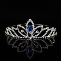 Bridal Tiaras, Brass, with Crystal & Rhinestone, Crown, silver color plated, fashion jewelry & for woman 