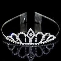 Bridal Tiaras, Brass, with Rhinestone, Crown, silver color plated, fashion jewelry & for woman, clear 