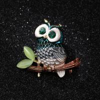 Cats Eye Brooch, Zinc Alloy, with Cats Eye, Owl, gold color plated, fashion jewelry & for woman & enamel & with rhinestone, mixed colors, 40-45mm 