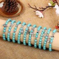 Zinc Alloy Turquoise Bracelets, with turquoise, silver color plated & for woman Approx 16 cm [