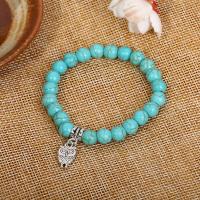 Zinc Alloy Turquoise Bracelets, with turquoise, silver color plated, Unisex Approx 16 cm 