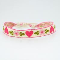 Friendship Bracelets, Cotton Fabric, with Cotton Thread, Heart, handmade, fashion jewelry & for woman, 1.2cm Approx 16-18 cm 