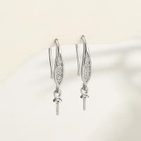 Sterling Silver Earring Drop Component, 925 Sterling Silver, fashion jewelry & DIY & with rhinestone [