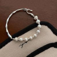 Pearl Sterling Silver Bracelets, 925 Sterling Silver, with Freshwater Pearl, fashion jewelry & for woman, 17cm [