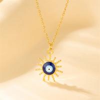 Evil Eye Jewelry Necklace, Titanium Steel, with 1.97inch extender chain, fashion jewelry & for woman & enamel, golden Approx 15.75 Inch 
