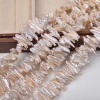 Perles de nacre de culture d'eau douce Biwa, perle d'eau douce cultivée, Pipa, DIY, blanc, 15-20mm Environ 37-39 cm, Vendu par brin