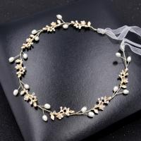 Headband, Zinc Alloy, with Crystal & Plastic Pearl, fashion jewelry & for woman, golden, 300mm [
