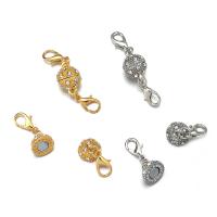 Brass Magnetic Clasp, Round, plated, DIY & micro pave cubic zirconia 42mm,10mm 